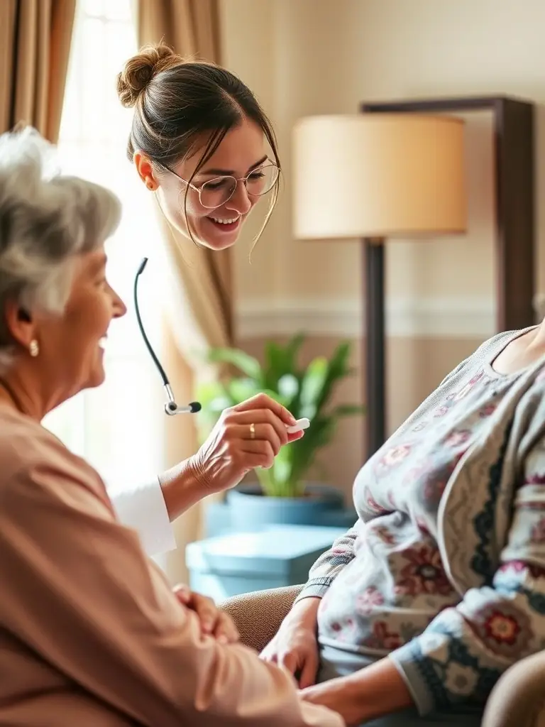 A nurse confidently administering medication to a patient in a hospital room, showcasing practical skills and patient care.